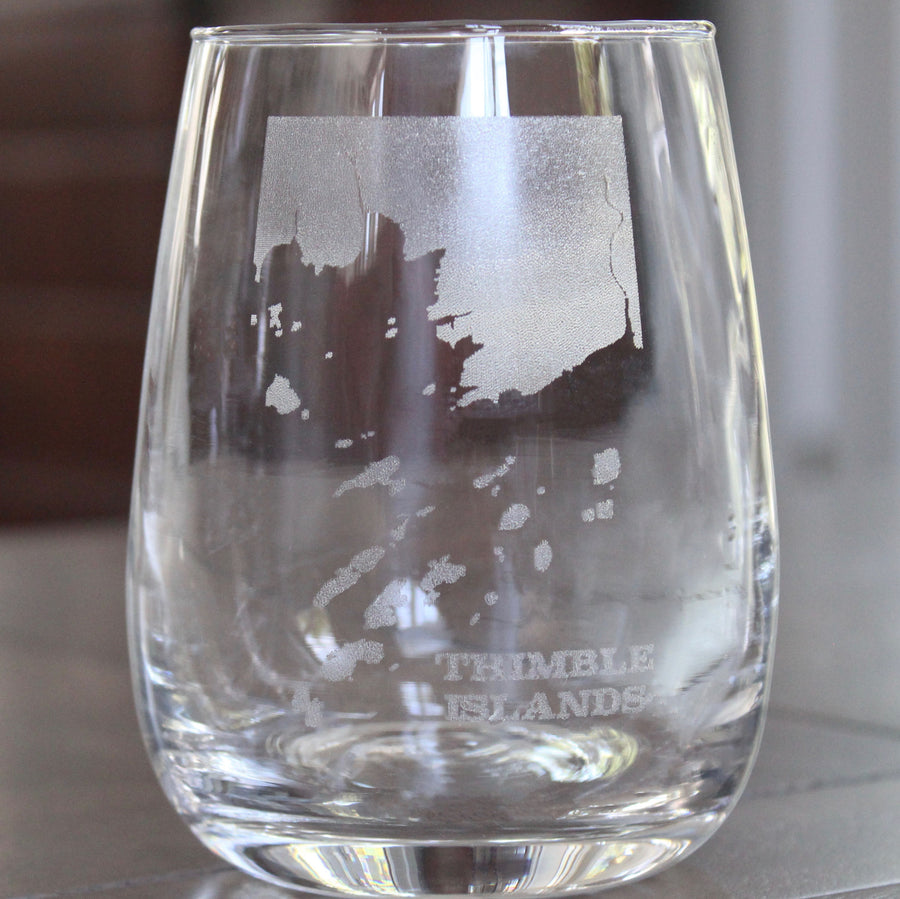 Thimble Islands Map Engraved Glasses