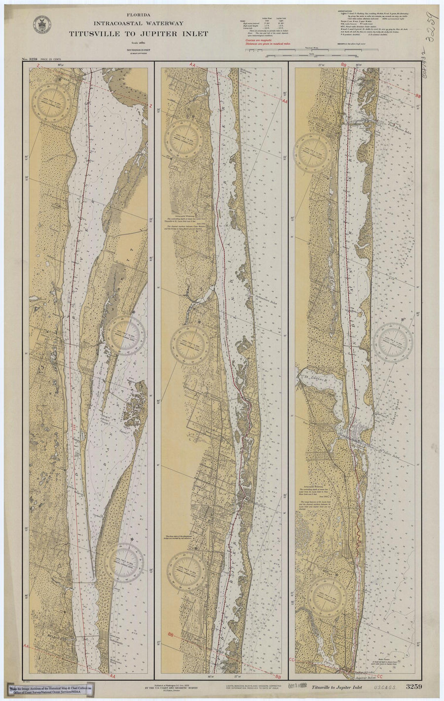 Titusville to Jupiter Inlet Map - 1932