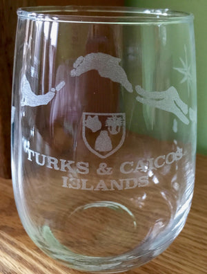 Turks & Caicos Islands Map Engraved Glasses
