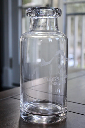 Turks and Caicos Map Engraved Glass Carafe
