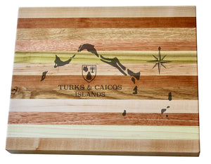 Turks and Caicos Map Engraved Wooden Serving Board & Bar Board