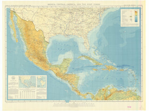 United States, Mexico, Central America, and the West Indes Map - 1942