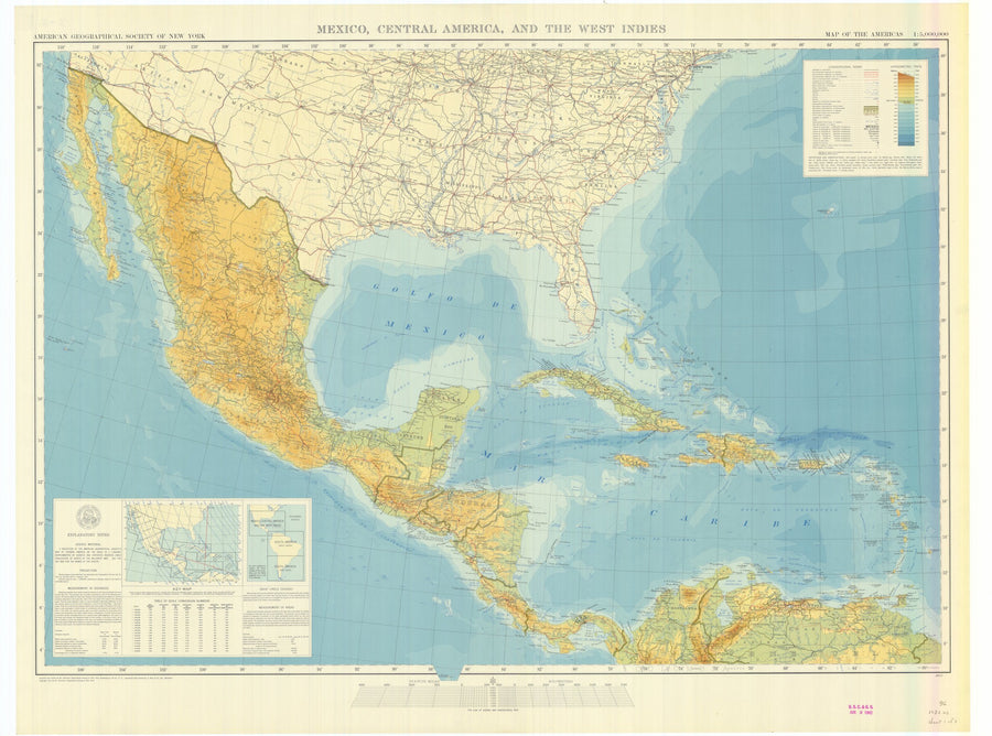 United States, Mexico, Central America, and the West Indes Map - 1942