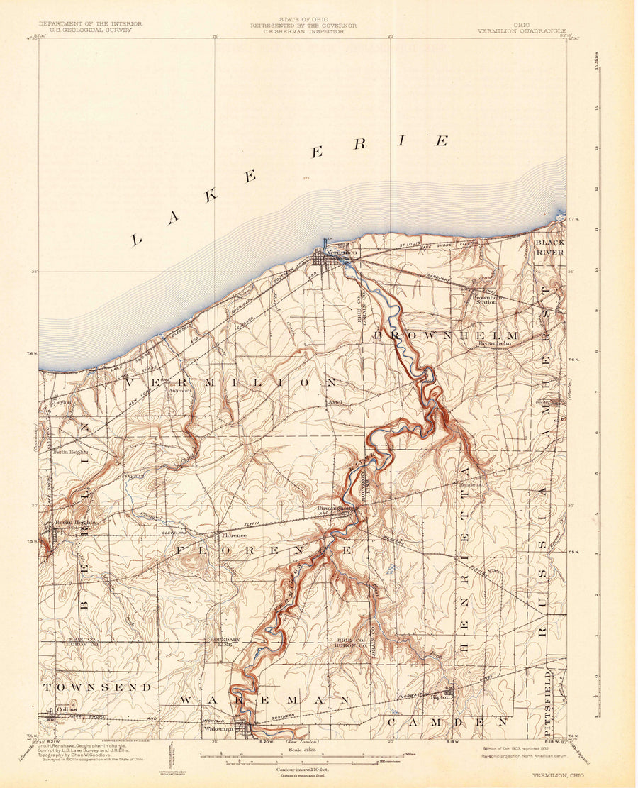Vermillion Ohio Topographic Map - 1903