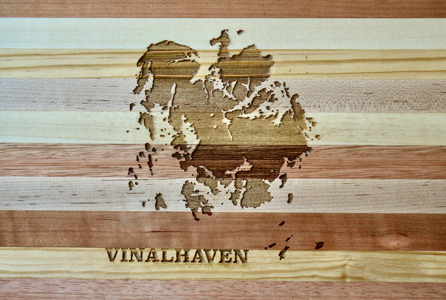 Vinalhaven Map Engraved Wooden Serving Board & Bar Board