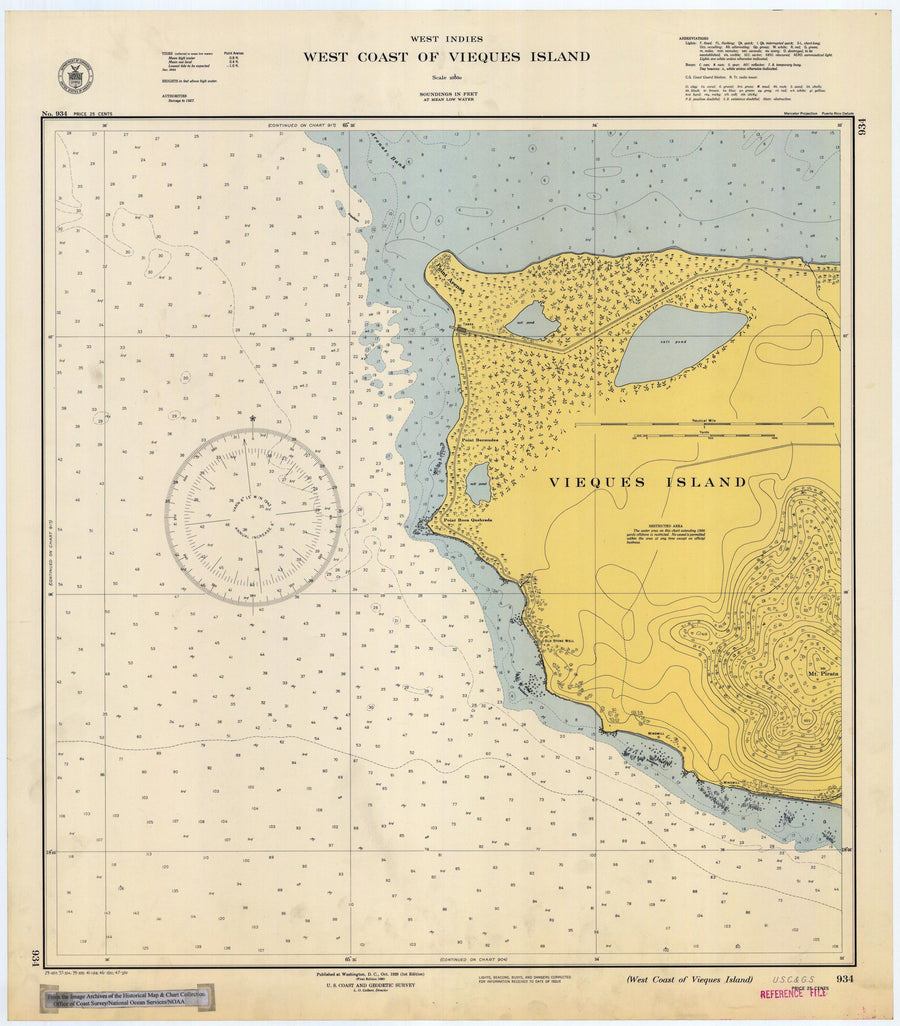 Vieques Island Map - West End Chart 1947