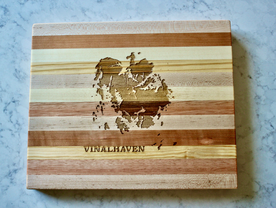 Vinalhaven Map Engraved Wooden Serving Board & Bar Board