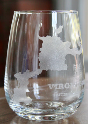 Virgin Gorda BVI Map Engraved Glasses