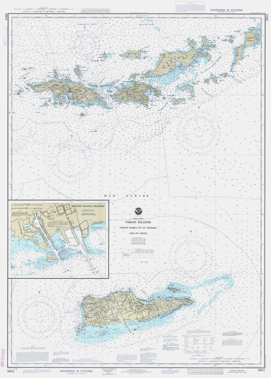 Virgin Islands Map - USVI & BVI Chart 1990
