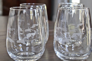 Virgin Islands Map Stemless Wine Glasses - set of 4