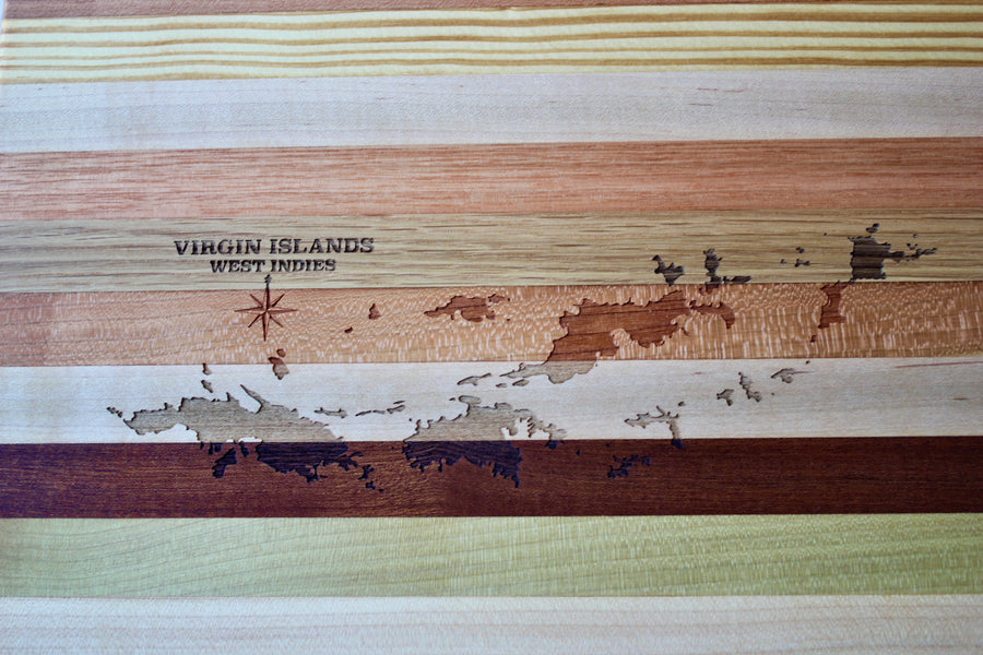 Virgin Islands Map Engraved Wooden Serving Board & Bar Board
