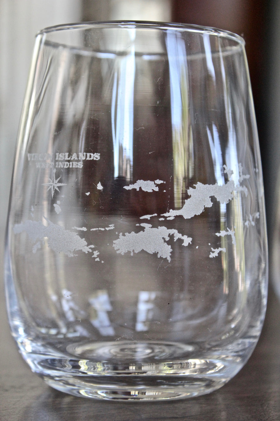 Virgin Islands Map Stemless Wine Engraved Glasses - set of 4