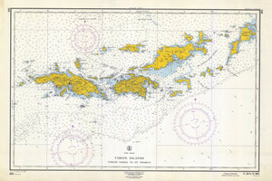 Virgin Islands Map - St. Thomas to Virgin Gorda 1962