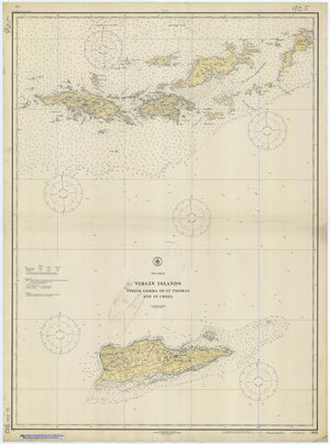 Virgin Islands Map - USVI & BVI Chart 1921