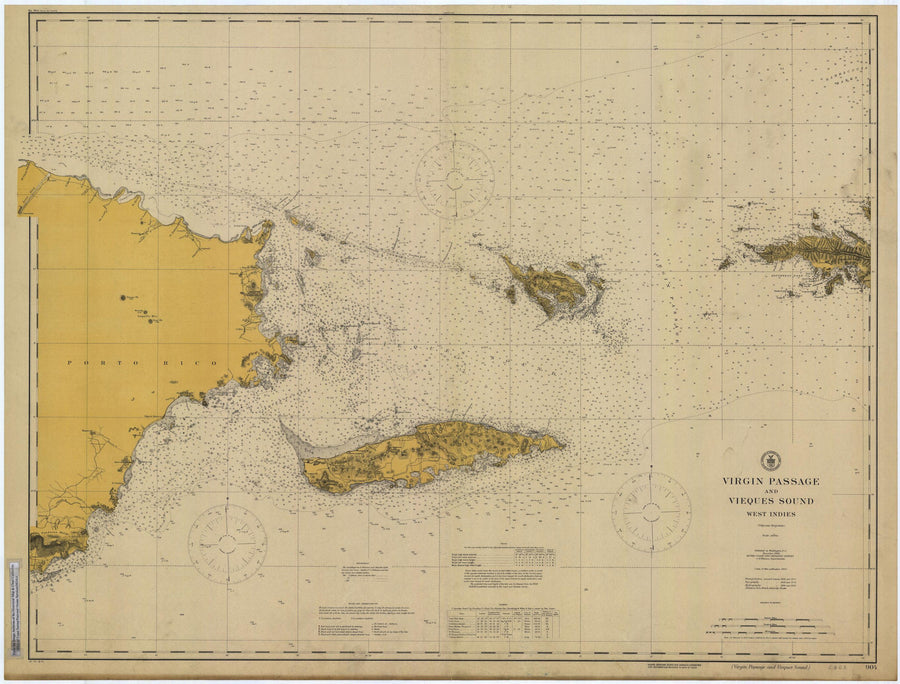 Virgin Islands Passage Map - Puerto Rico to St. Thomas Chart 1916