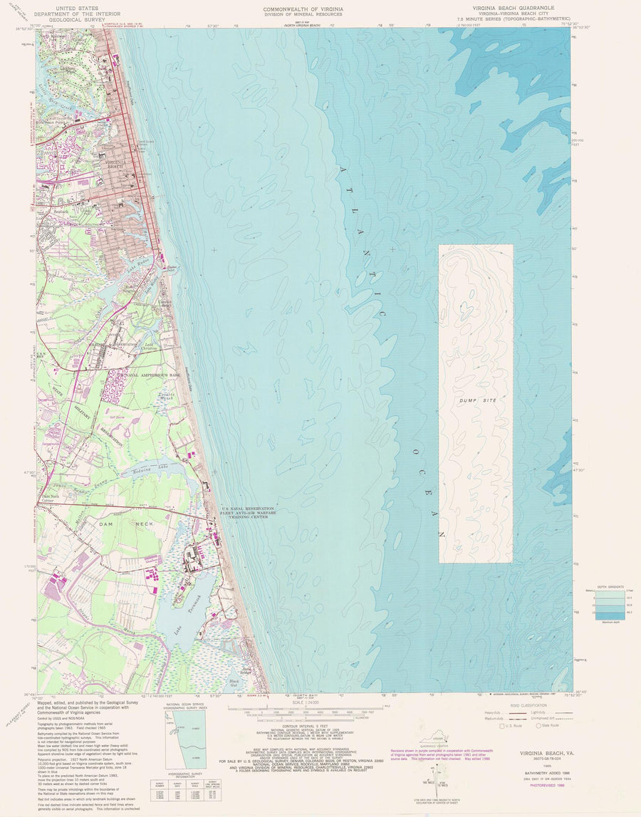Virginia Beach Topographic Map - 1986