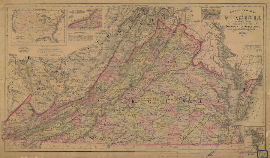 Virginia Map - 1886