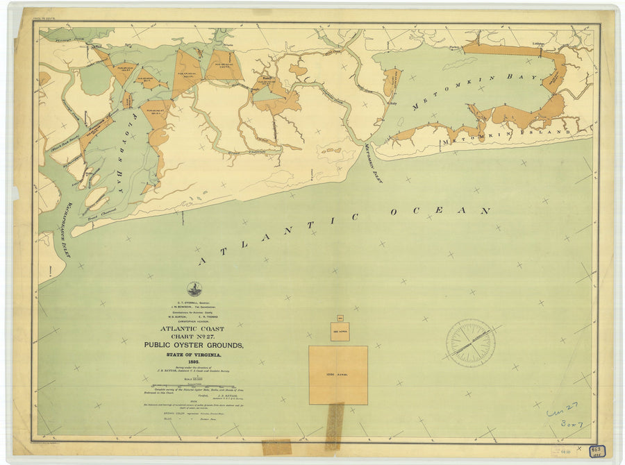 Virginia Public Oyster Grounds - Chart 27 Map - 1895