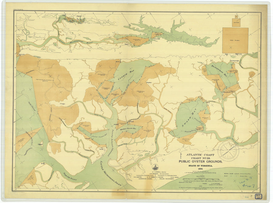 Virginia Public Oyster Grounds - Chart 28 Map - 1895