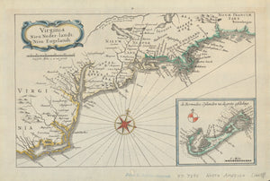 Virginia to New England Map - 1669