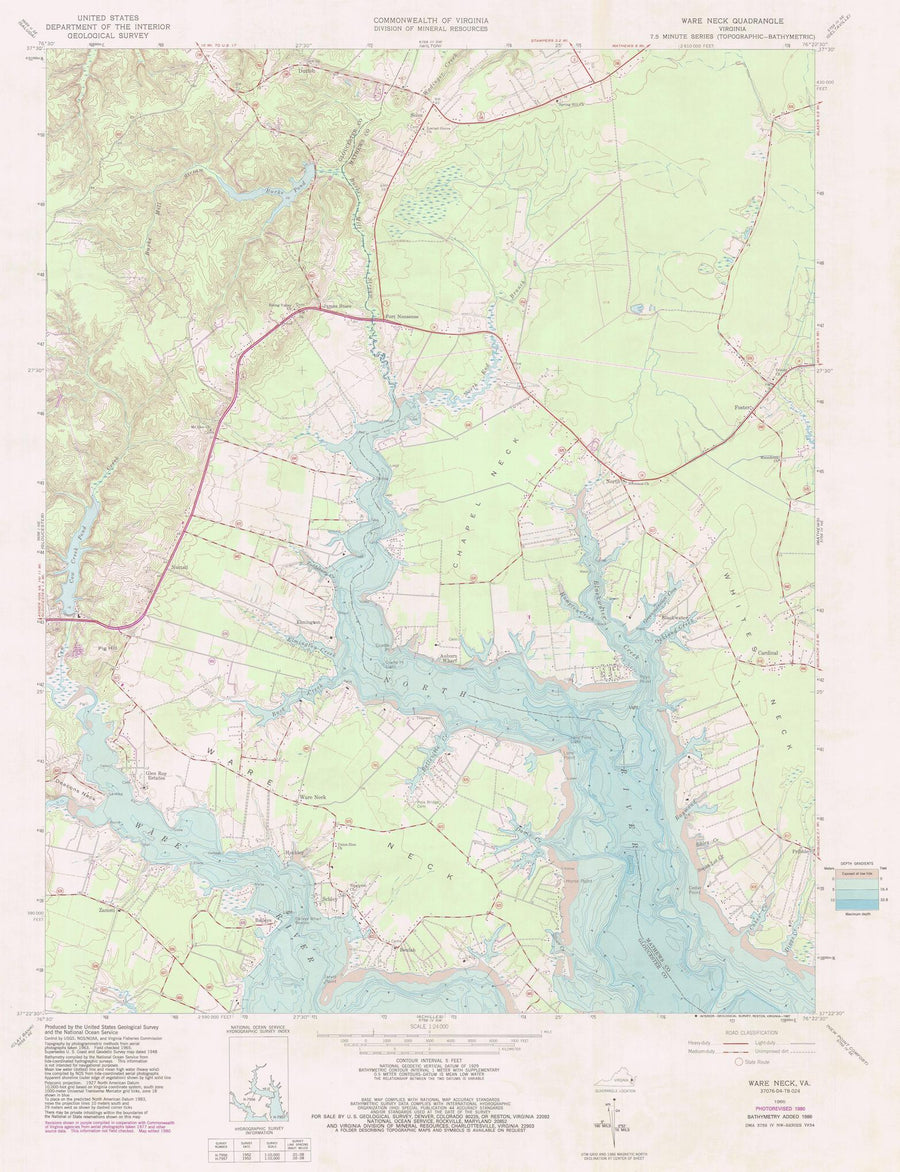 Ware Neck Virginia Map - 1986