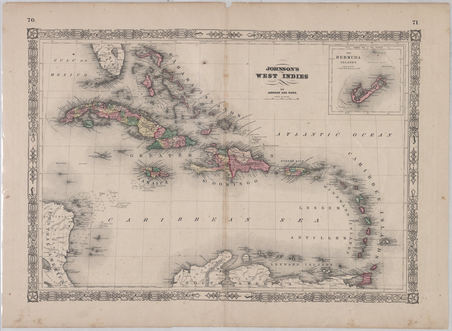 West Indies Map (Johnson & Ward)