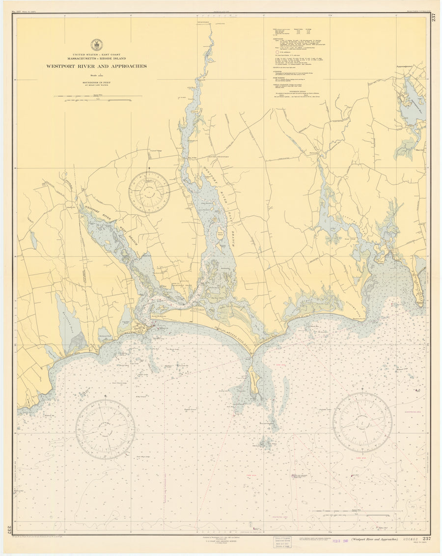 Westport River Map - 1947