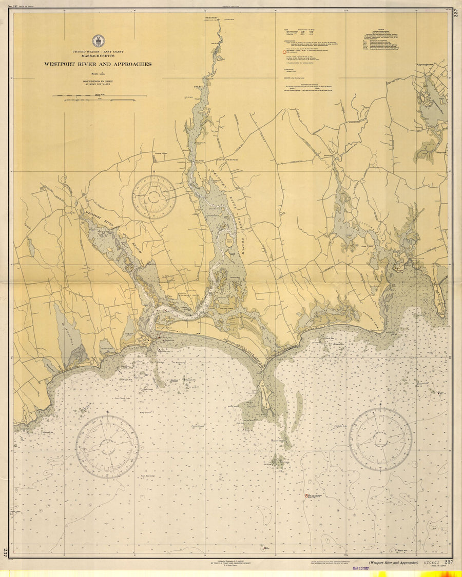 Westport River Map - 1937