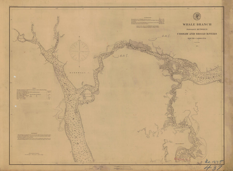 Whale Branch Passage - Coosaw and Broad Rivers Map - 1875