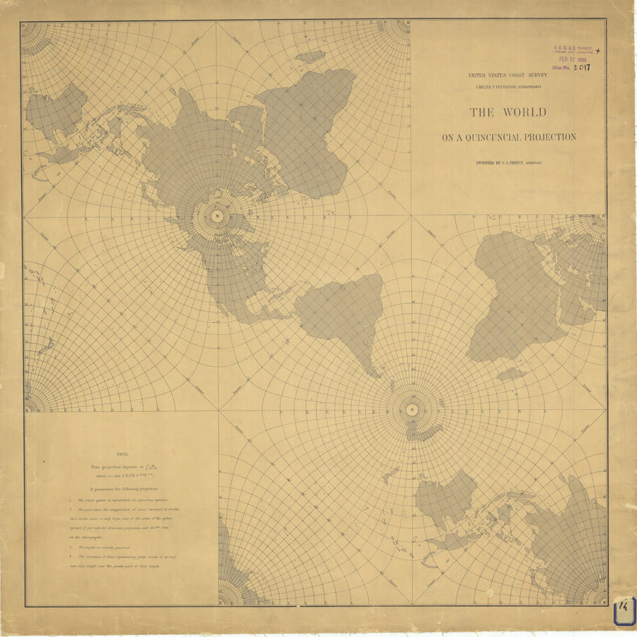 The World on a Quincuncial Projection Map 1904