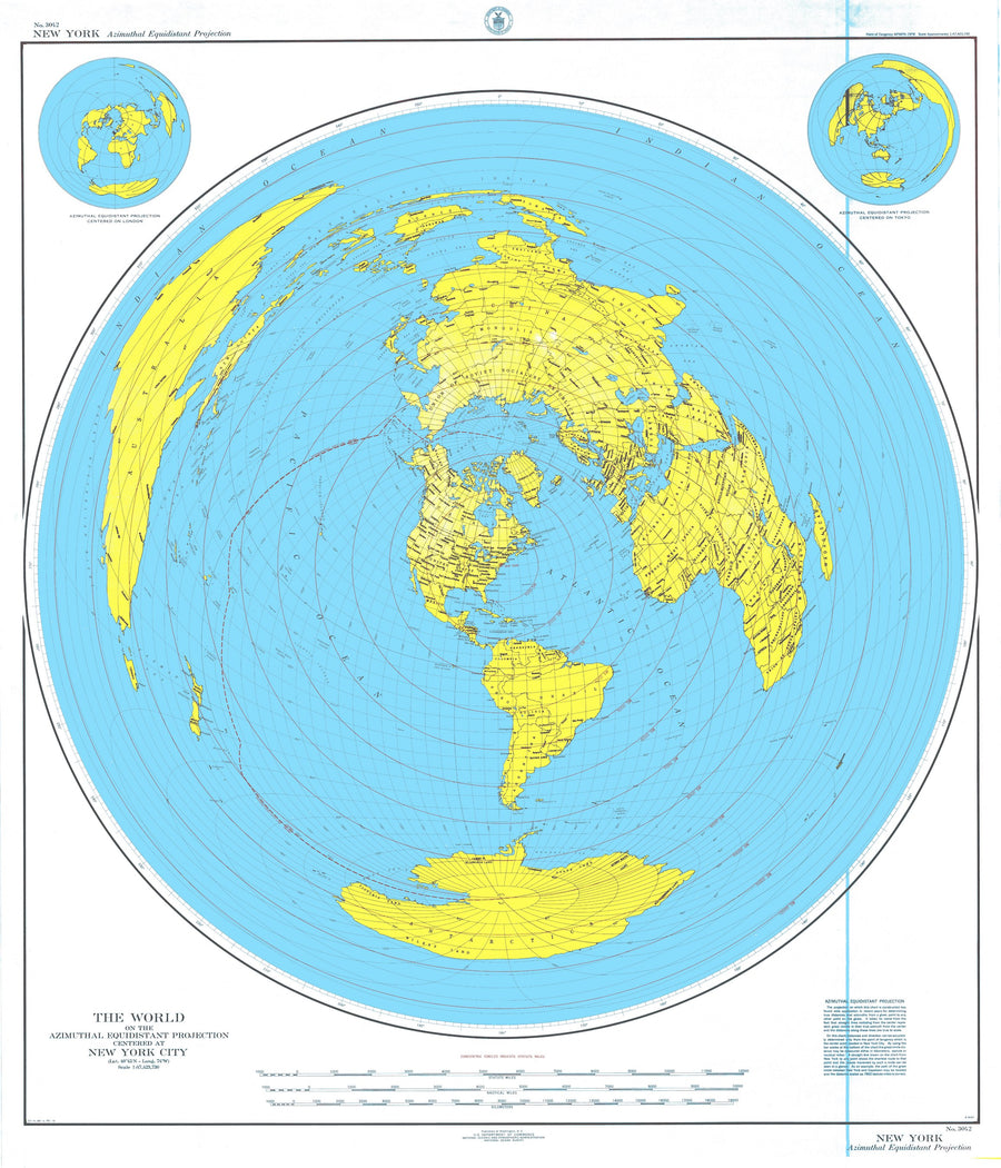 World Map Centered at New York City