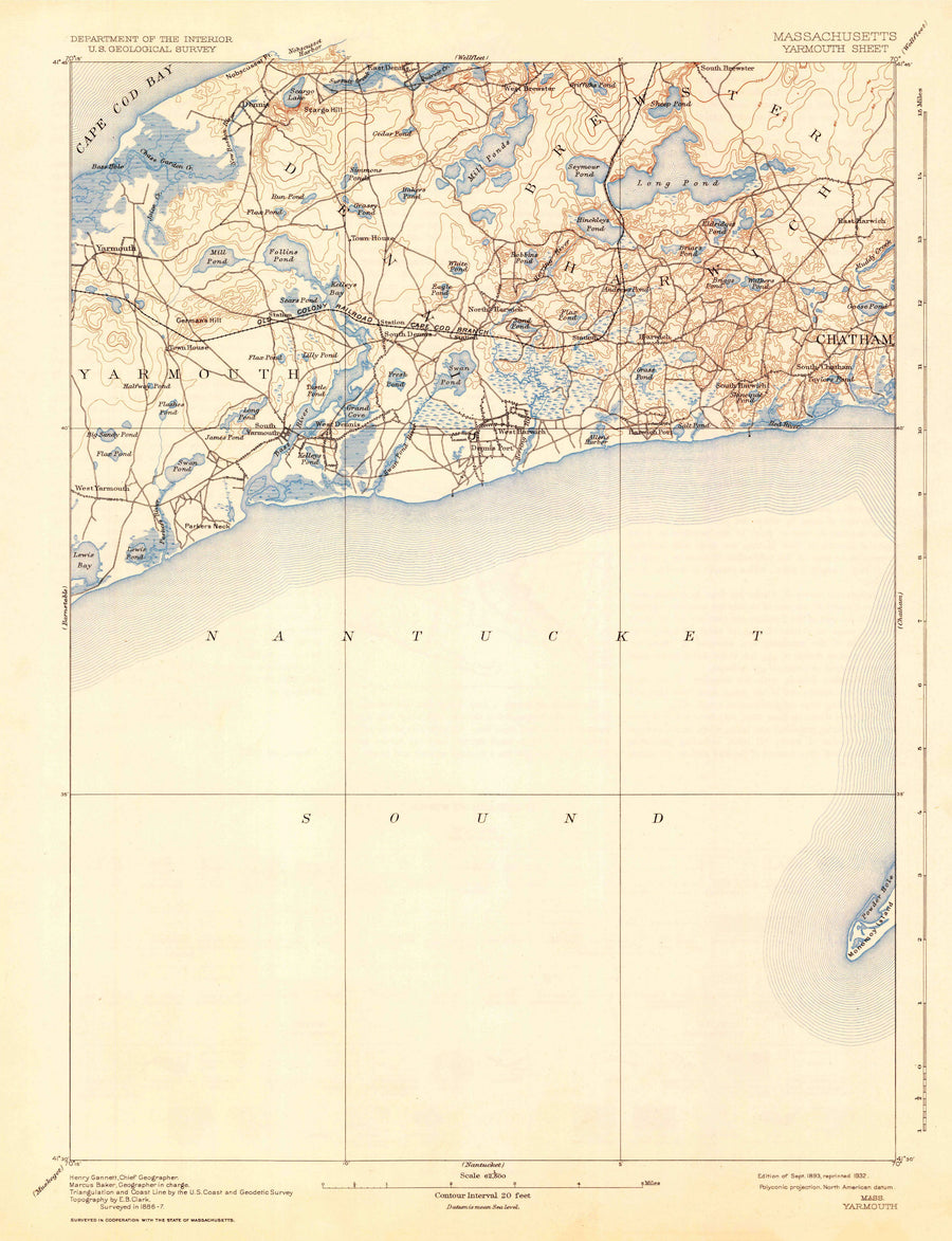 Yarmouth, Cape Cod Topographic Map - 1893