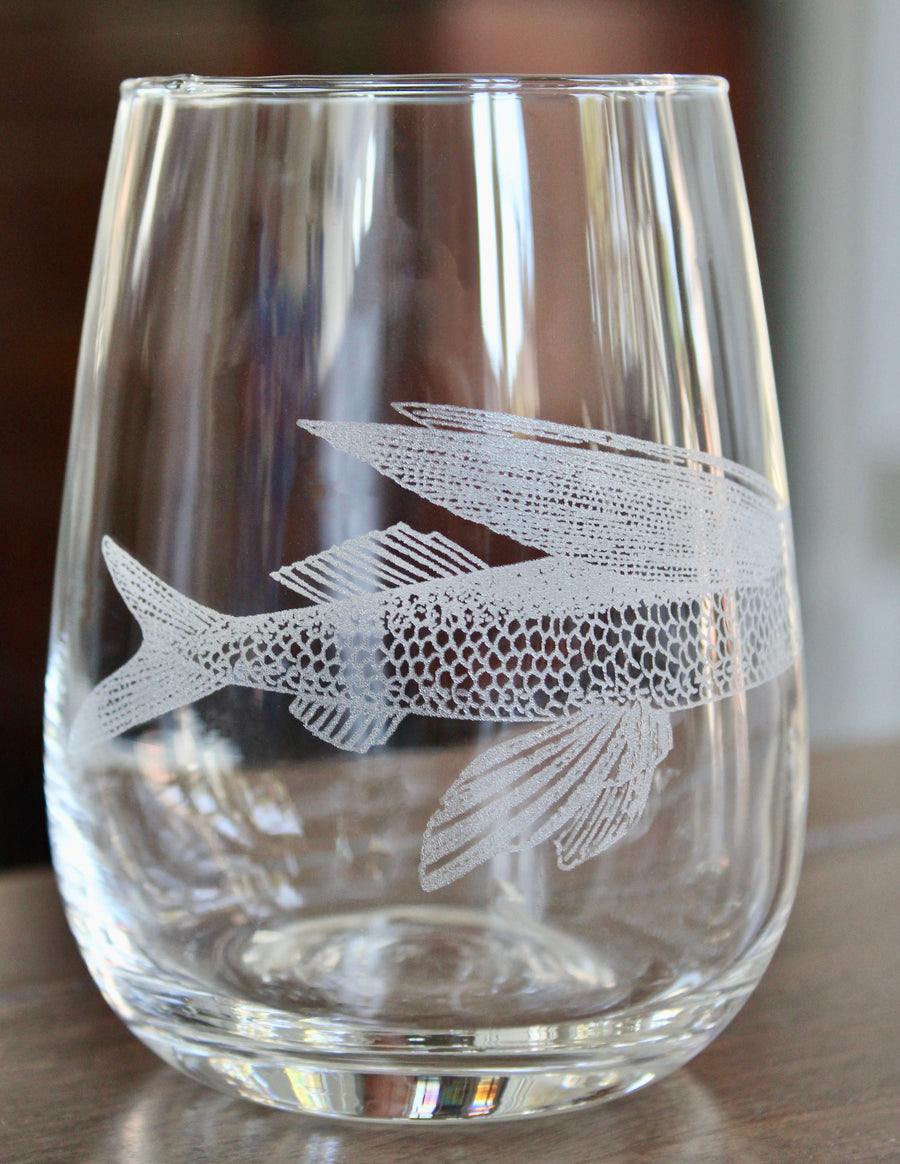 Flying Fish Engraved Glasses