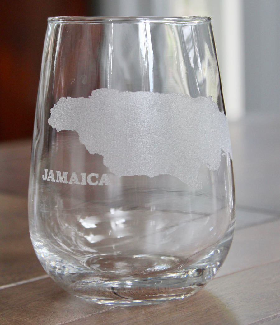 Jamaica Map Engraved Glasses